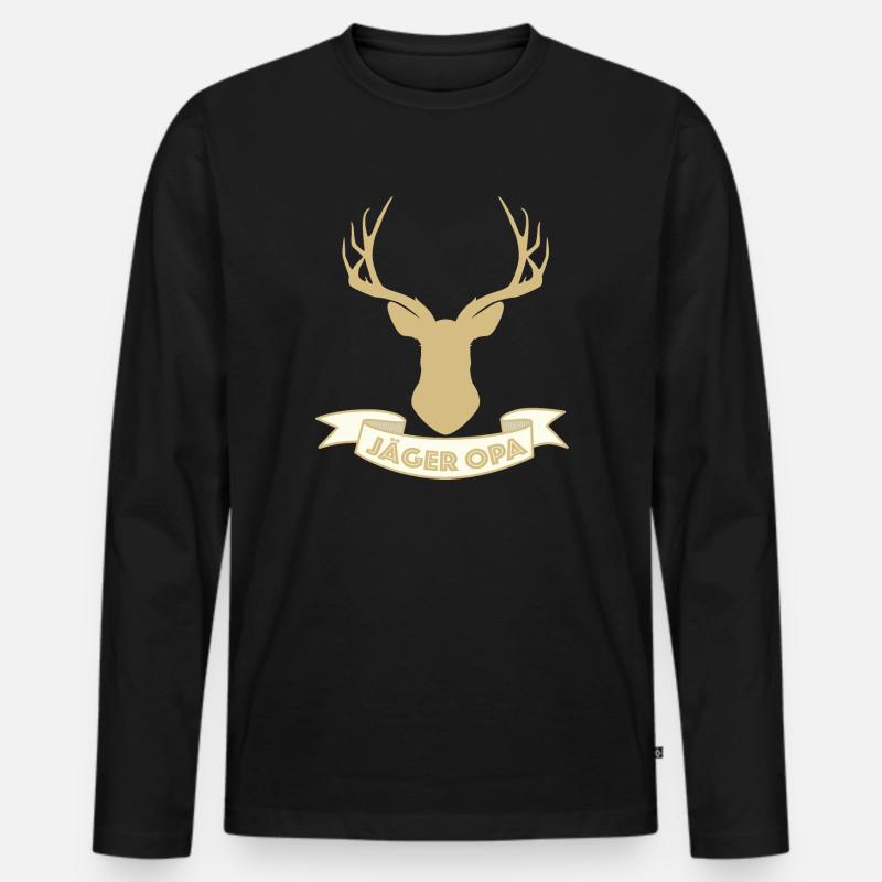 Jäger Opa - Männer Premium Bio Langarmshirt - Schwarz