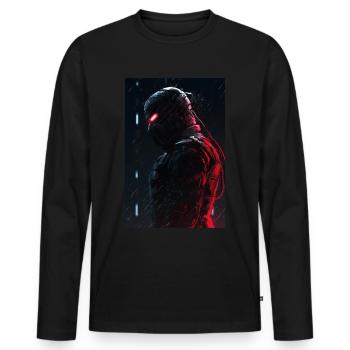 Neon Cyber Future Warrior #7 - Männer Premium Bio Langarmshirt - Schwarz - Vorne - Nico (187cm)