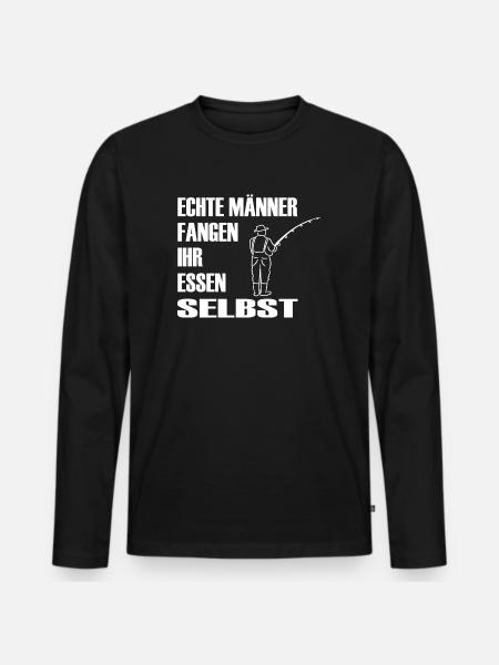 Angeln - Männer Premium Bio Langarmshirt - Schwarz