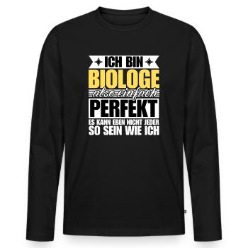 Perfekter Biologe - Männer Premium Bio Langarmshirt - Schwarz - Vorne - Nico (187cm)