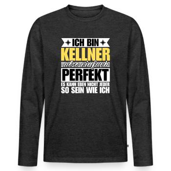 Perfekter Kellner - Männer Premium Bio Langarmshirt - Anthrazit meliert - Vorne - Nico (187cm)