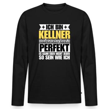 Perfekter Kellner - Männer Premium Bio Langarmshirt - Schwarz - Vorne - Nico (187cm)