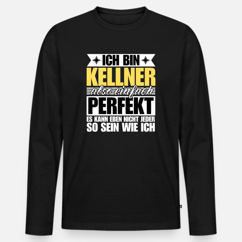 Perfekter Kellner - Männer Premium Bio Langarmshirt - Schwarz