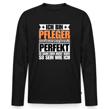 Perfekter Pfleger - Männer Premium Bio Langarmshirt - Schwarz - Vorne - Nico (187cm)