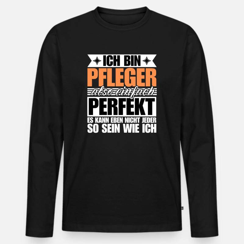 Perfekter Pfleger - Männer Premium Bio Langarmshirt - Schwarz