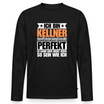 Perfekter Kellner - Männer Premium Bio Langarmshirt - Schwarz - Vorne - Nico (187cm)