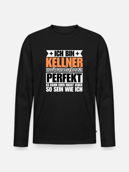 Perfekter Kellner - Männer Premium Bio Langarmshirt - Schwarz