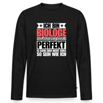 Perfekter Biologe - Männer Premium Bio Langarmshirt - Schwarz - Vorne - Nico (187cm)