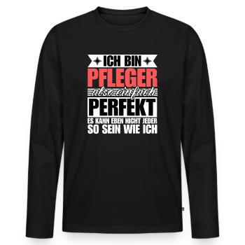 Perfekter Pfleger - Männer Premium Bio Langarmshirt - Schwarz - Vorne - Nico (187cm)
