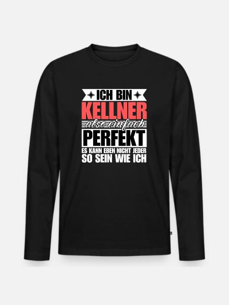Perfekter Kellner - Männer Premium Bio Langarmshirt - Schwarz