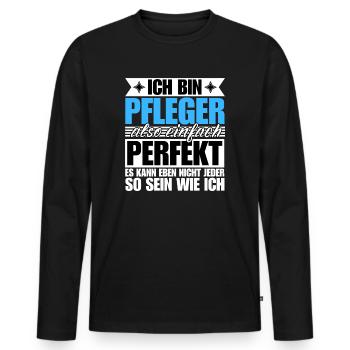 Perfekter Pfleger - Männer Premium Bio Langarmshirt - Schwarz - Vorne - Nico (187cm)