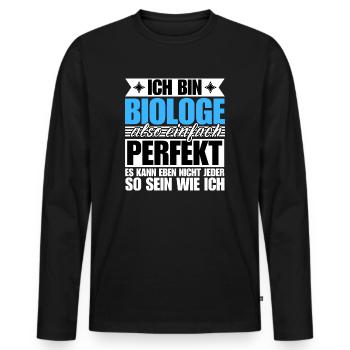 Perfekter Biologe - Männer Premium Bio Langarmshirt - Schwarz - Vorne - Nico (187cm)