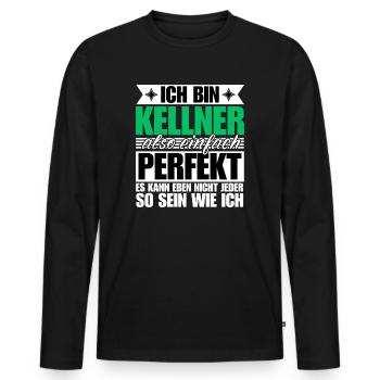 Perfekter Kellner - Männer Premium Bio Langarmshirt - Schwarz - Vorne - Nico (187cm)