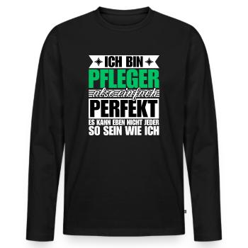 Perfekter Pfleger - Männer Premium Bio Langarmshirt - Schwarz - Vorne - Nico (187cm)