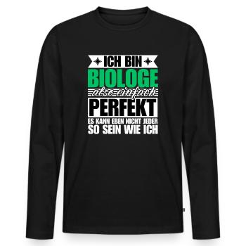 Perfekter Biologe - Männer Premium Bio Langarmshirt - Schwarz - Vorne - Nico (187cm)