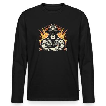 Elektriker am Mast - Starkstrom-Profi - Männer Premium Bio Langarmshirt - Schwarz - Vorne - Nico (187cm)
