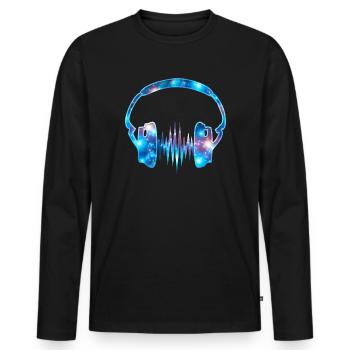 Headphone Music Galaxy Galaxy - Men's Premium Organic Long Sleeve Shirt - black - Front - Nico (187cm)