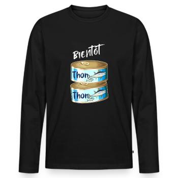 Tonton bientôt tonton future naissance neveu niece - T-shirt manches longues Premium bio Homme - noir - Devant - Nico (187cm)
