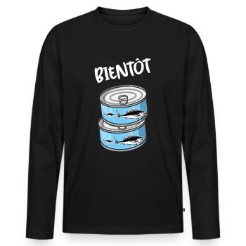 Tonton humour futur oncle cadeau drôle naissance - T-shirt manches longues Premium bio Homme - noir - Devant - Nico (187cm)