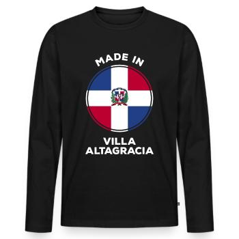 République dominicaine - T-shirt manches longues Premium bio Homme - noir - Devant - Nico (187cm)