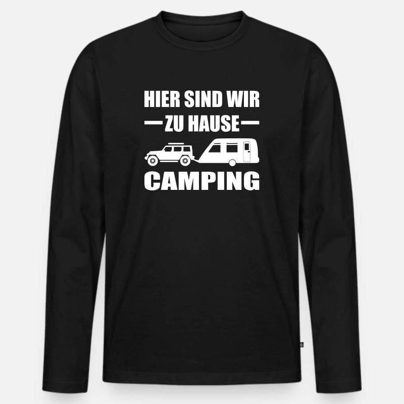 Camping - Männer Premium Bio Langarmshirt - Schwarz