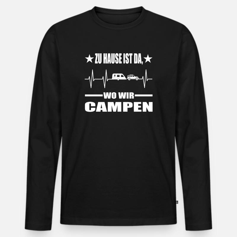 Camping - Männer Premium Bio Langarmshirt - Schwarz