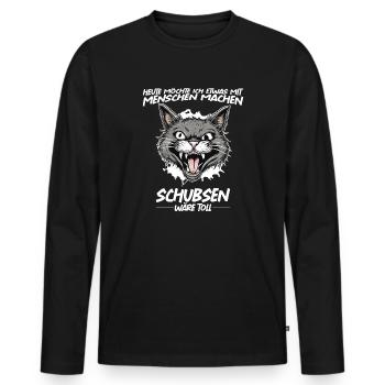 Gerne was mit Menschen machen schubsen wäre toll - Männer Premium Bio Langarmshirt - Schwarz - Vorne - Nico (187cm)