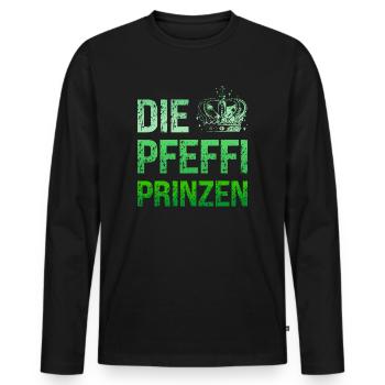 Die Pfeffi Prinzen Pfeffi Pfefferminz Likör JGA - Männer Premium Bio Langarmshirt - Schwarz - Vorne - Nico (187cm)
