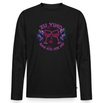 Vino nie no - Männer Premium Bio Langarmshirt - Schwarz - Vorne - Nico (187cm)