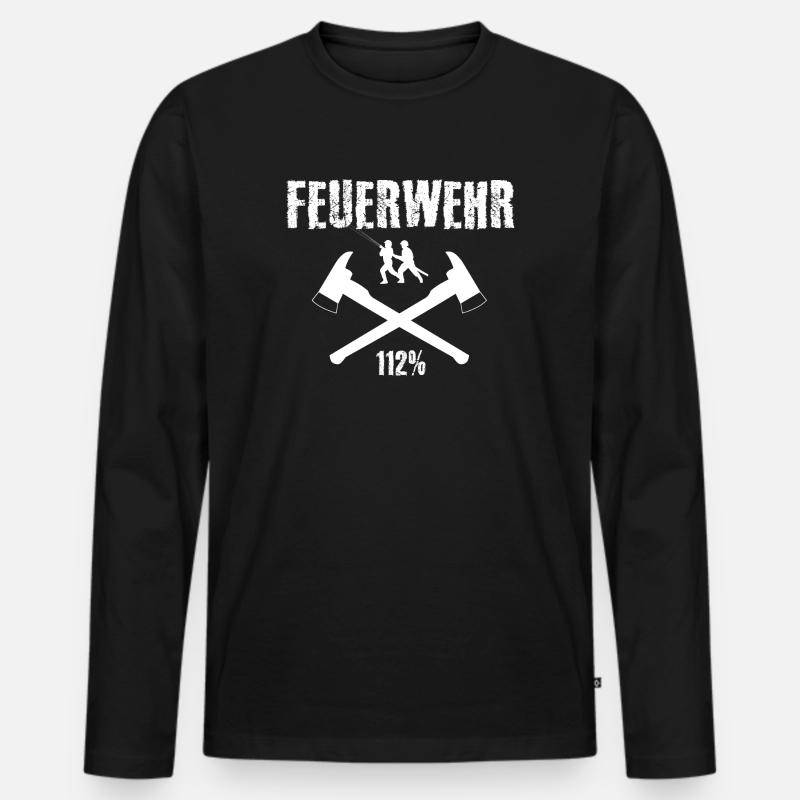 Feuerwehr - Männer Premium Bio Langarmshirt - Schwarz