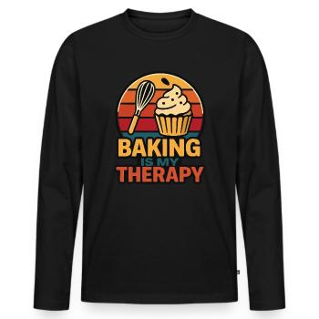 Pastry – Retro pastry design - Men's Premium Organic Long Sleeve Shirt - black - Front - Nico (187cm)