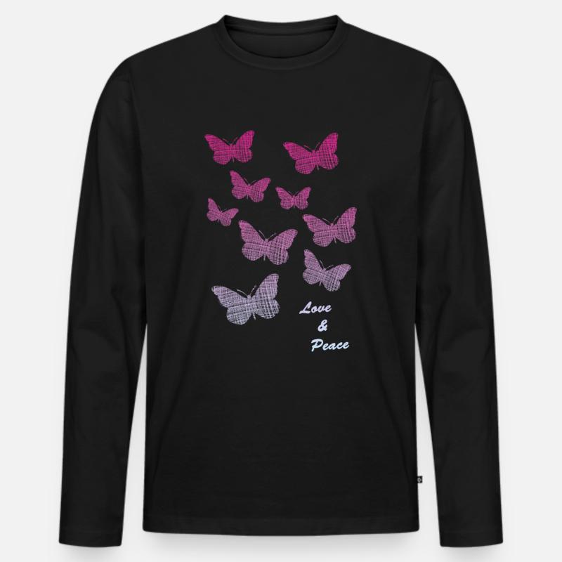 Butterflies - Männer Premium Bio Langarmshirt - Schwarz