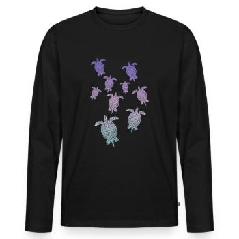 bunte Schildkröten Retro Style Vintage turtle - Männer Premium Bio Langarmshirt - Schwarz - Vorne - Nico (187cm)