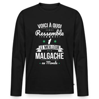 Voici à quoi ressemble le meilleur Malgache - T-shirt manches longues Premium bio Homme - noir - Devant - Nico (187cm)