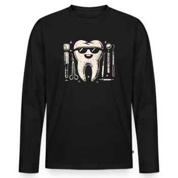 Sunglasses Tooth with Style - Funny Gift! - Men's Premium Organic Long Sleeve Shirt - black - Front - Nico (187cm)