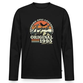 Août 1995 Vintage Rétro Anniversaire - T-shirt manches longues Premium bio Homme - noir - Devant - Nico (187cm)