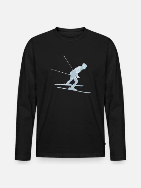 Ski - Männer Premium Bio Langarmshirt - Schwarz