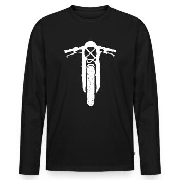 Biker Caferacer Motortrad T-Shirt - Männer Premium Bio Langarmshirt - Schwarz - Vorne - Nico (187cm)
