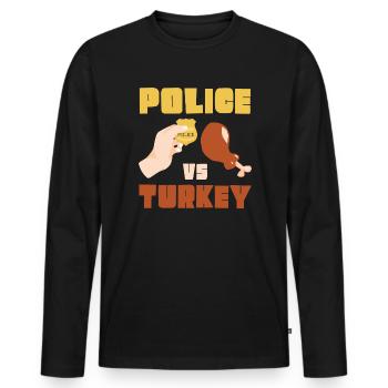 Police vs Turquie Thanksgiving - T-shirt manches longues Premium bio Homme - noir - Devant - Nico (187cm)