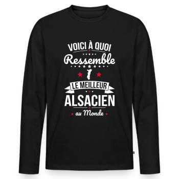 Voici à quoi ressemble le meilleur Alsacien - T-shirt manches longues Premium bio Homme - noir - Devant - Nico (187cm)