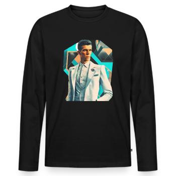 Retro Flash No20 - Männer Premium Bio Langarmshirt - Schwarz - Vorne - Nico (187cm)