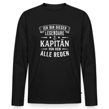 Kapitän Legende Seemann Segeln - Männer Premium Bio Langarmshirt - Schwarz - Vorne - Nico (187cm)
