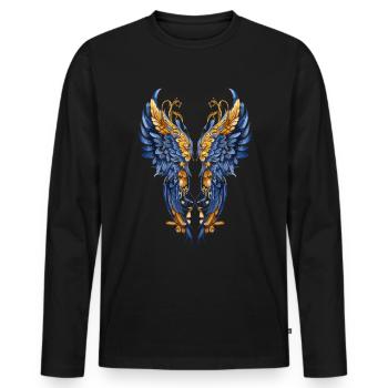 Ukraine Angel Wings Slava Ukraini - Men's Premium Organic Long Sleeve Shirt - black - Front - Nico (187cm)