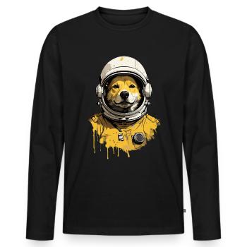 Dog Cool Astronaut Space Space Technology - Men's Premium Organic Long Sleeve Shirt - black - Front - Nico (187cm)