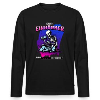 Anti-Unicorn Skull // Ich liebe Einhörner FS0232 - Männer Premium Bio Langarmshirt - Schwarz - Vorne - Nico (187cm)