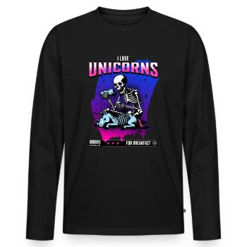 Anti-Unicorn Skull // Ich liebe Einhörner FS0231 - Männer Premium Bio Langarmshirt - Schwarz - Vorne - Nico (187cm)