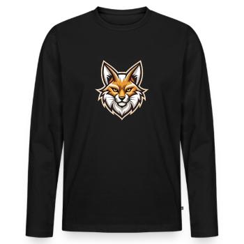 Chat de dessin animé cool - T-shirt manches longues Premium bio Homme - noir - Devant - Nico (187cm)