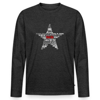 Salsa Blanc Star Shirt - Mambo de New York - T-shirt manches longues Premium bio Homme - anthracite chiné - Devant - Nico (187cm)