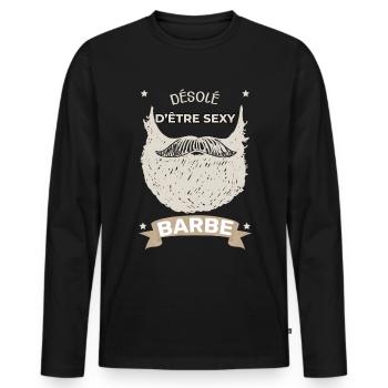 Sexy Et Barbu C'est Moi Idée Cadeau Homme - T-shirt manches longues Premium bio Homme - noir - Devant - Nico (187cm)