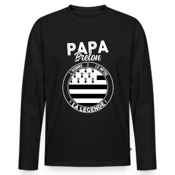 Papa breton l'homme le mythe La légende - T-shirt manches longues Premium bio Homme - noir - Devant - Nico (187cm)